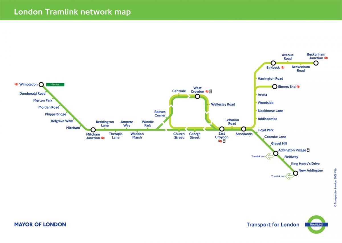 croydon tramvaj mapa