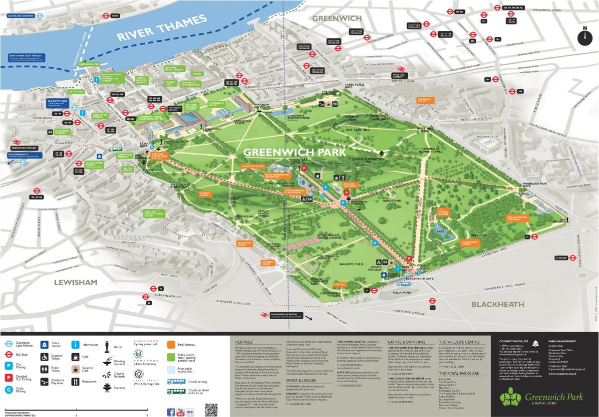 mapa Greenwich park, Londýn
