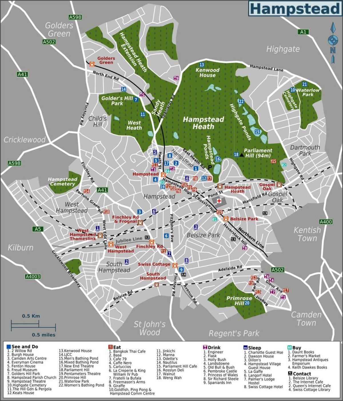 mapa London Hampstead