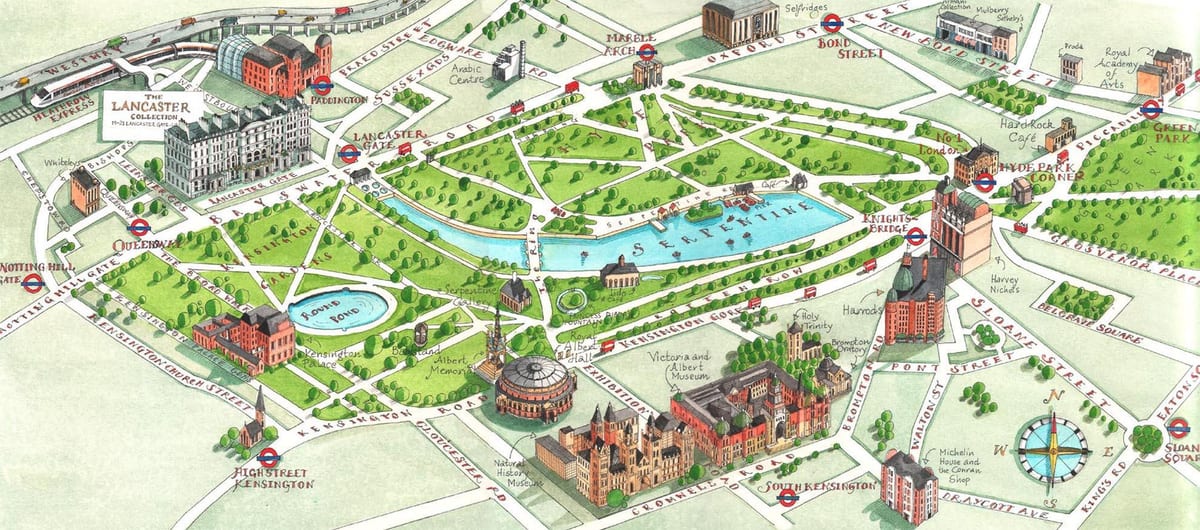 mapa holland park, Londýn