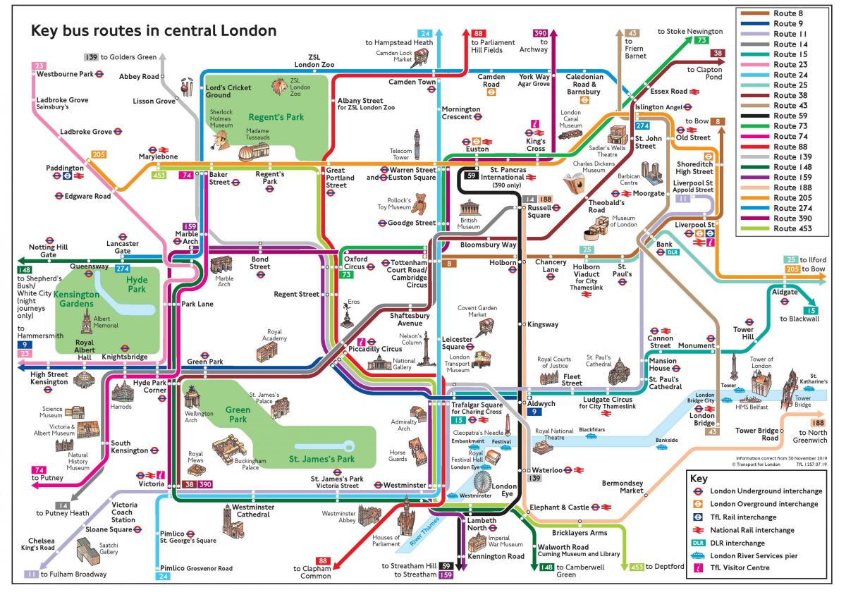 bus mapa Londýna