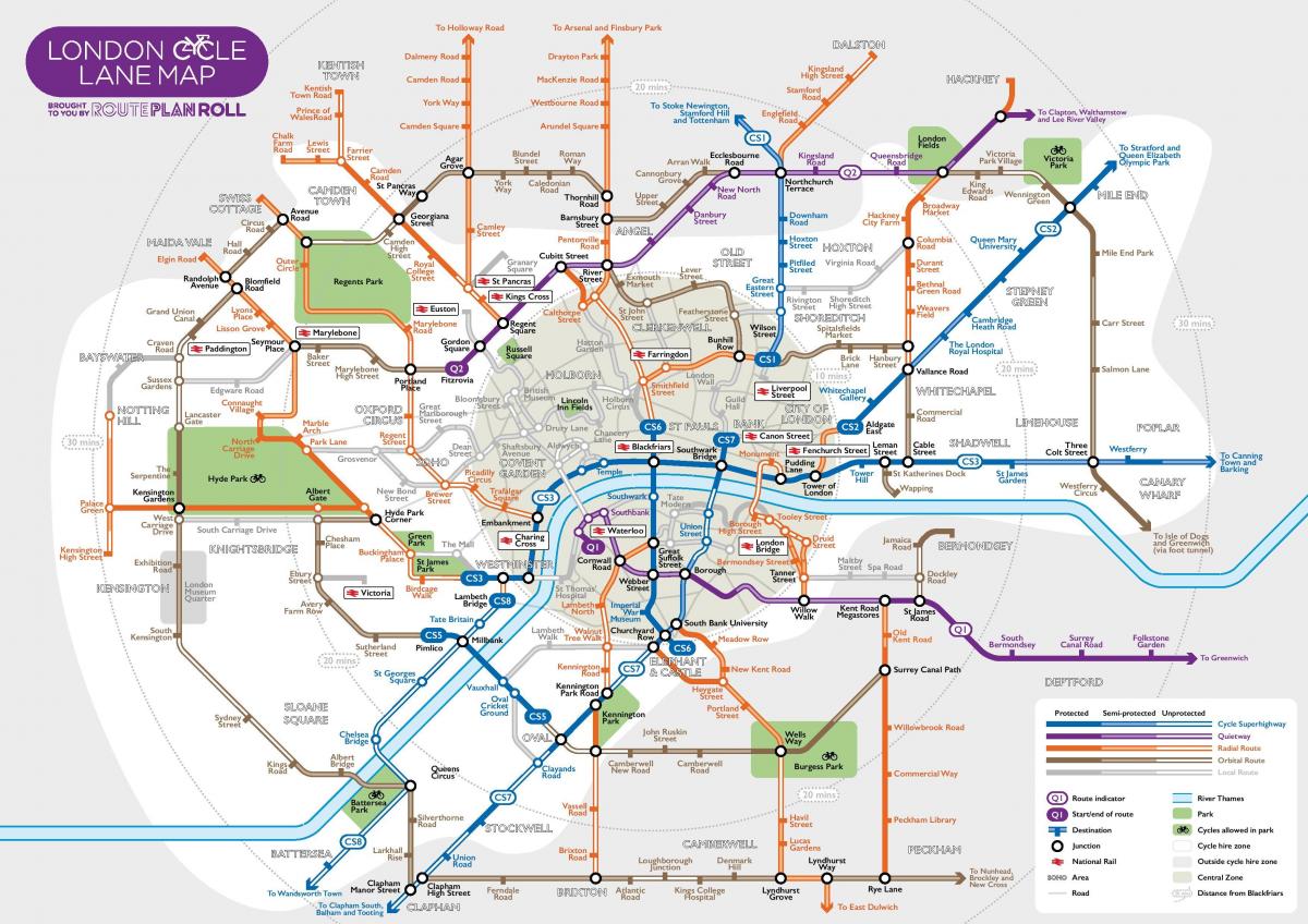 Londýn cyklu superdálnice mapě