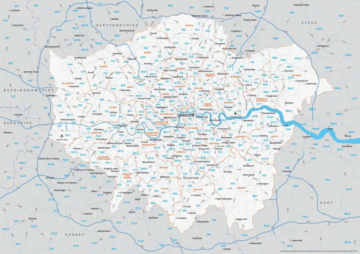 psč mapu Londýna