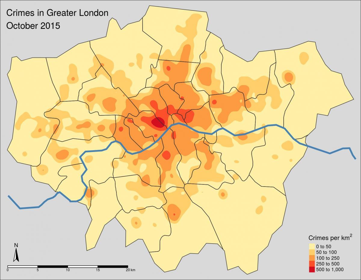 mapa Londýna zločin
