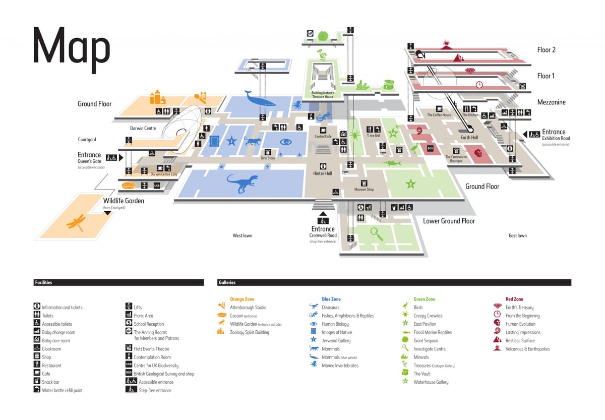 mapa muzeum přírodní historie v Londýně