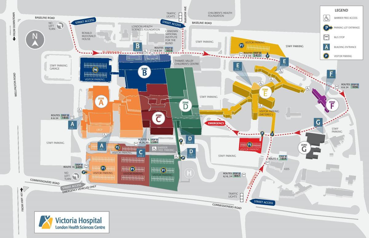 mapa Victoria hospital v Londýně
