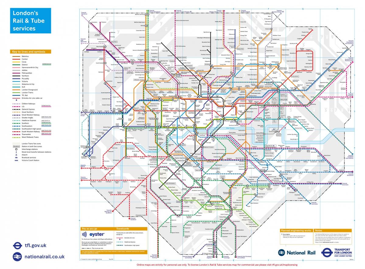 vlak mapu Londýna