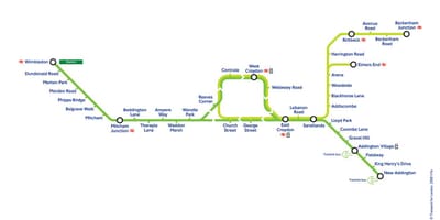 Croydon tramvaj mapa