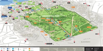Mapa Greenwich park, Londýn