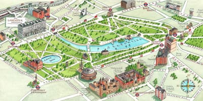 Mapa holland park, Londýn